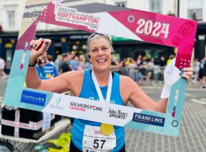 Runner at the finish line posing