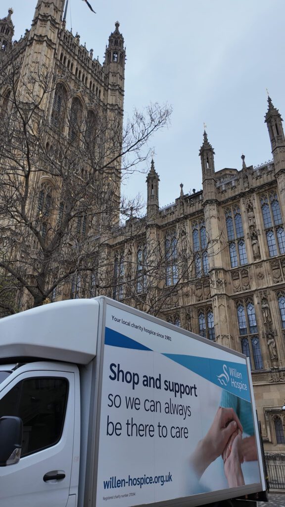 Willen Hospice van outside UK Parliament